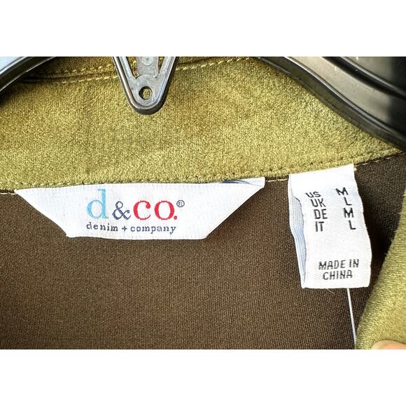 NWT Denim & Co. QVC Classic Faux Suede Jacket in jungle Olive Sz M Fall Autumn - Picture 6 of 9